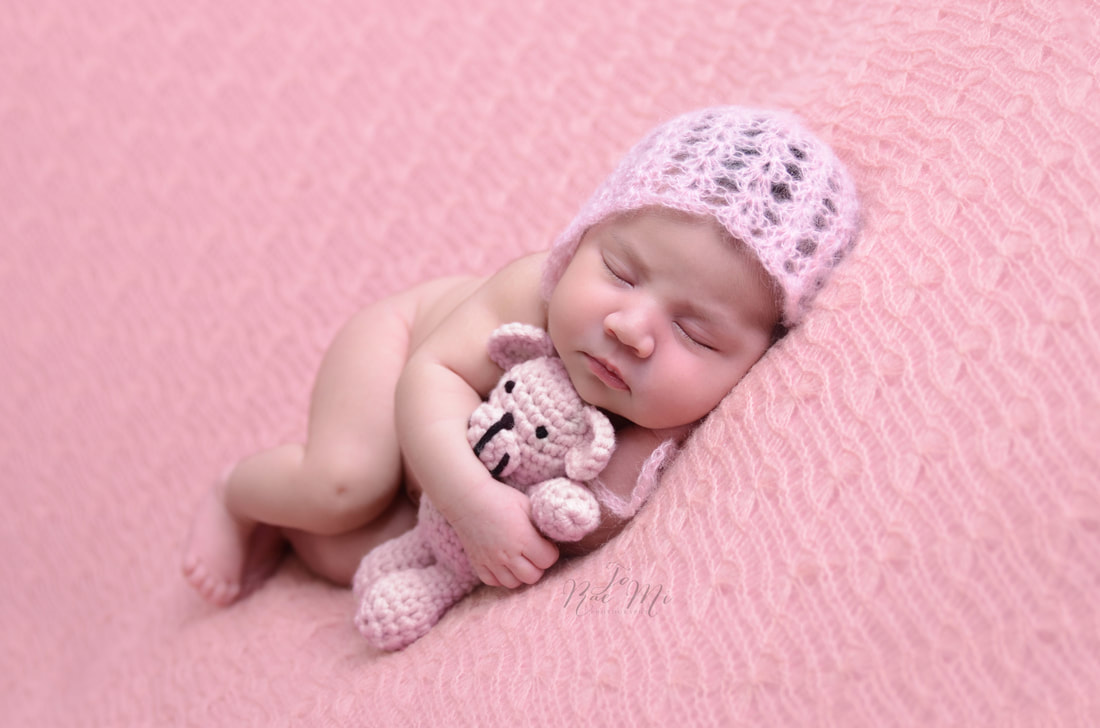 11 day old rainbow baby girl on pink blanket {glendora newborn photographer}
