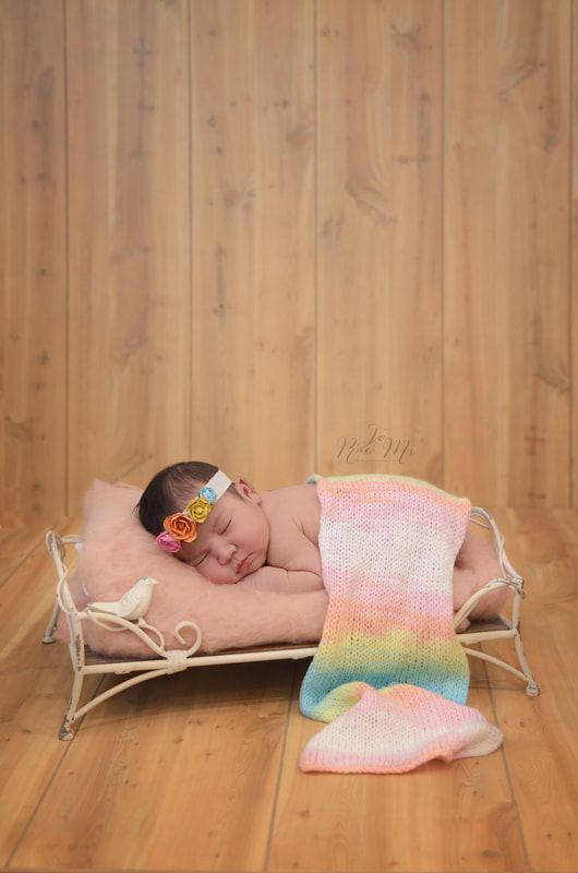 11 day old rainbow baby girl in rainbow wrap {glendora newborn photographer}