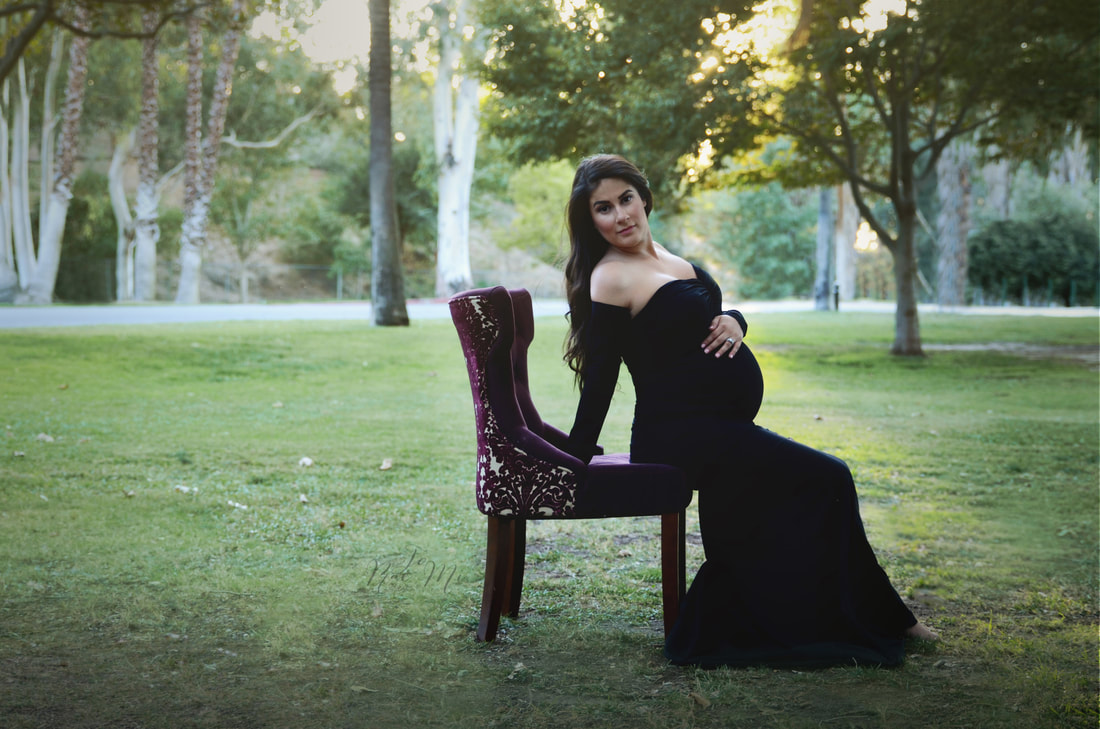stunning mama-to-be in black gown {corona maternity photography}