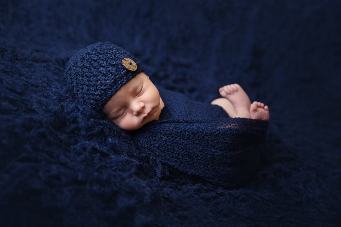 tiny baby boy in blue {norco newborn photography}