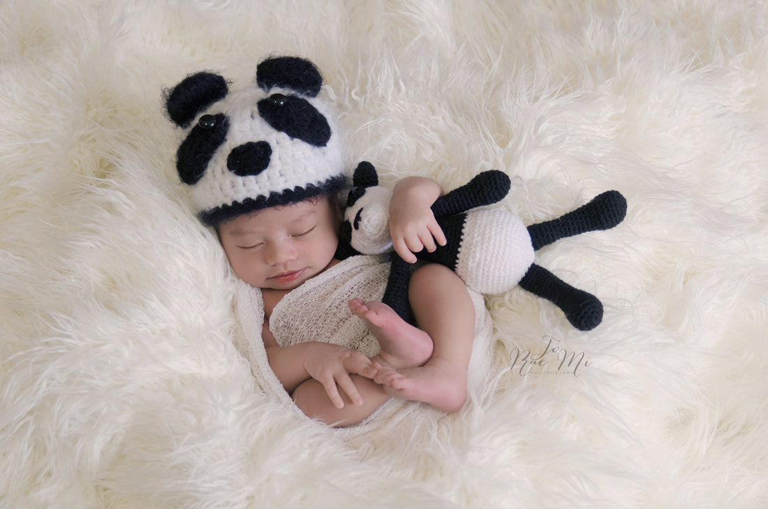 10 day old baby boy with panda stuffie {norco newborn photography}
