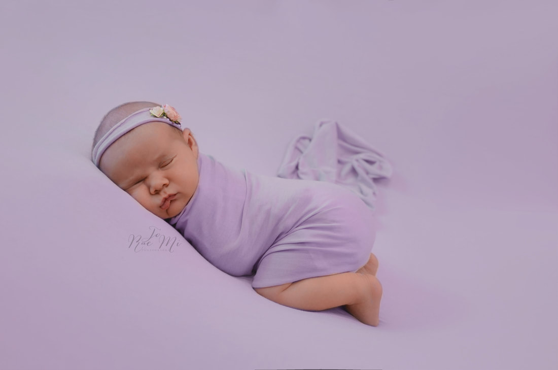 11 day old baby girl on lavender blanket {redlands newborn photographer}