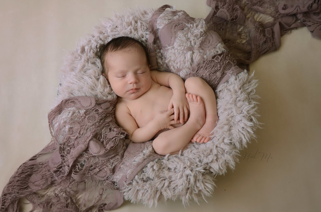 sleepy little girl with lavender scarf  ~ 15 day old baby {norco newborn photographer}