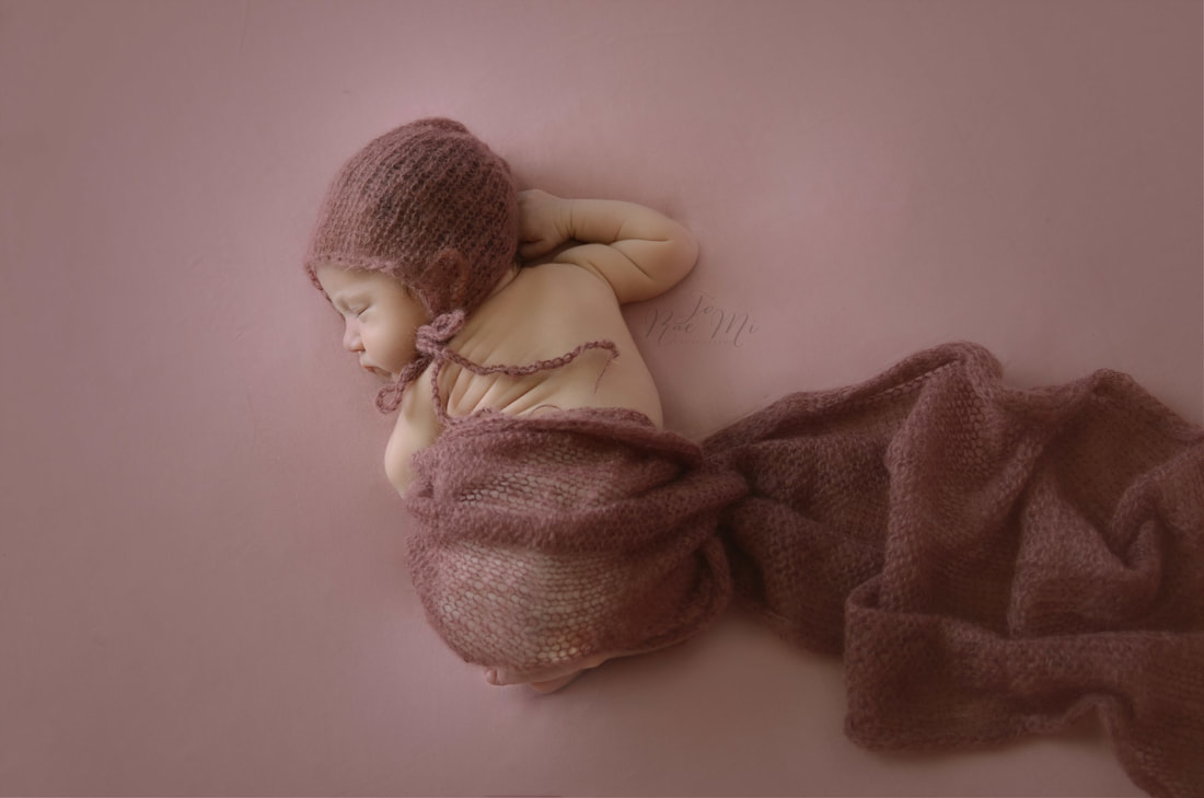 sleepy little girl on rose blanket ~ 15 day old baby {norco newborn photographer}